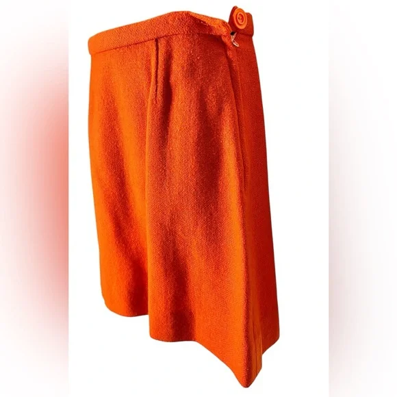 Vintage 60s Mod Orange Wool Skirt Suit Set Blazer Jacket Tailored Small - Picture 13 of 13